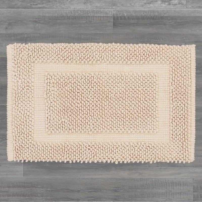 Sophie Border Ultra-plush Chenille Non-Slip Cotton Bath Mat