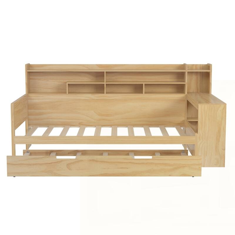 Wooden Daybed with Storage Shelves