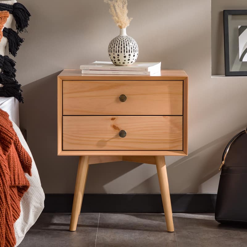 Middlebrook Mid-century Modern Solid Wood 2-drawer Nightstand - Natural Pine