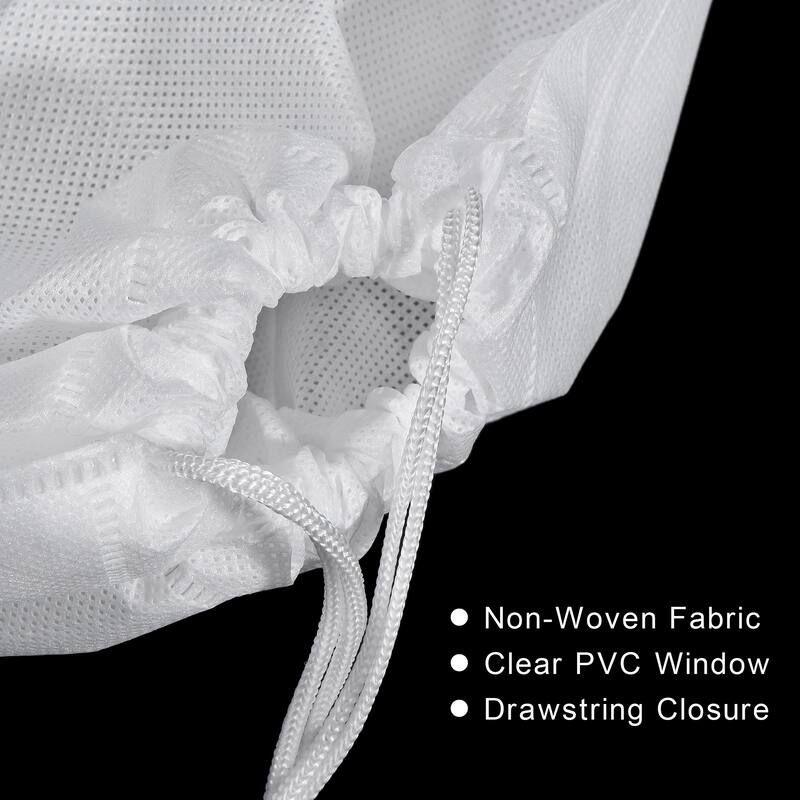 11.8" Non-Woven Fabric Handbag Dust Cover, 5 Pack Drawstring Bag White - White, Clear