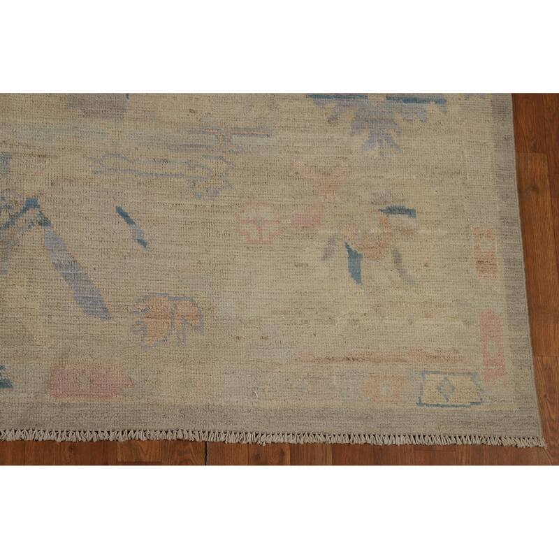 Vegetable Dye Gray Oushak Turkish Area Rug Handmade Wool Carpet - 8'9" x 11'9"