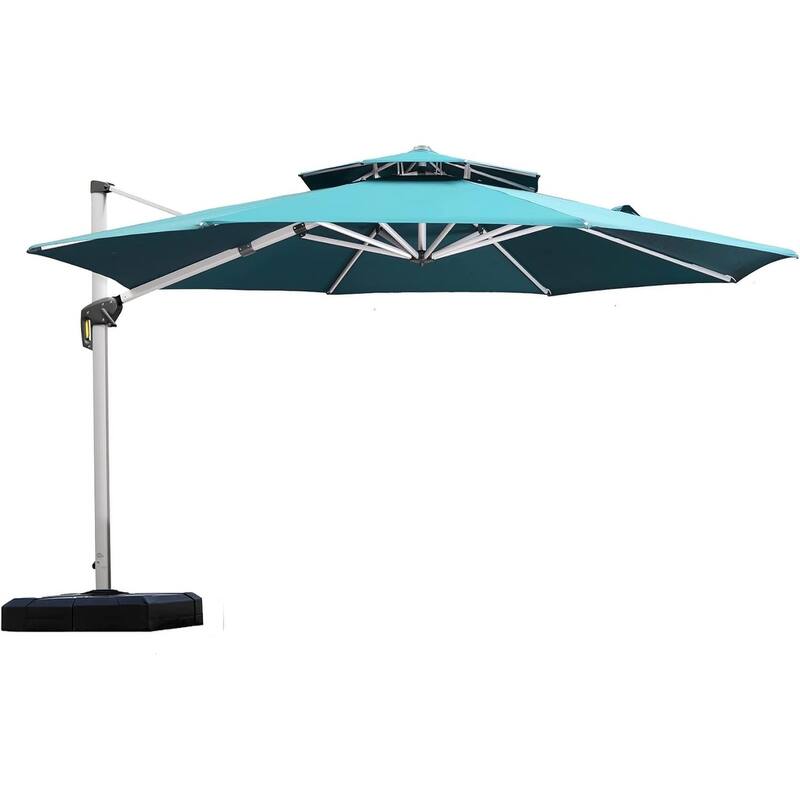 PURPLE LEAF Double Top Round Patio Large Cantilever 360 Degree Rotation 10/11/12/13ft Outdoor Classic Umbrella