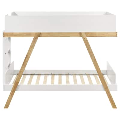 Twin over Twin Wood Bunk Bed with Built In Ladder and Guardrail, Rustic Style Kids Bunk Bed, Wooden Twin Bunk Bed Frame