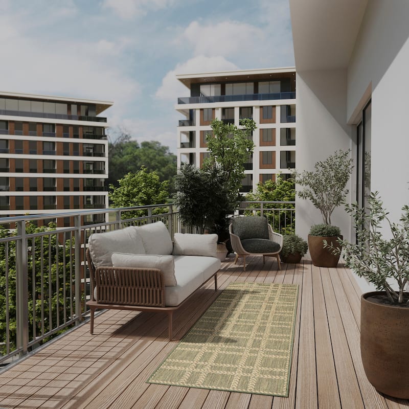 Nourison Horizon Indoor/Outdoor Geometric Area Rug - 2' x 6' - Green