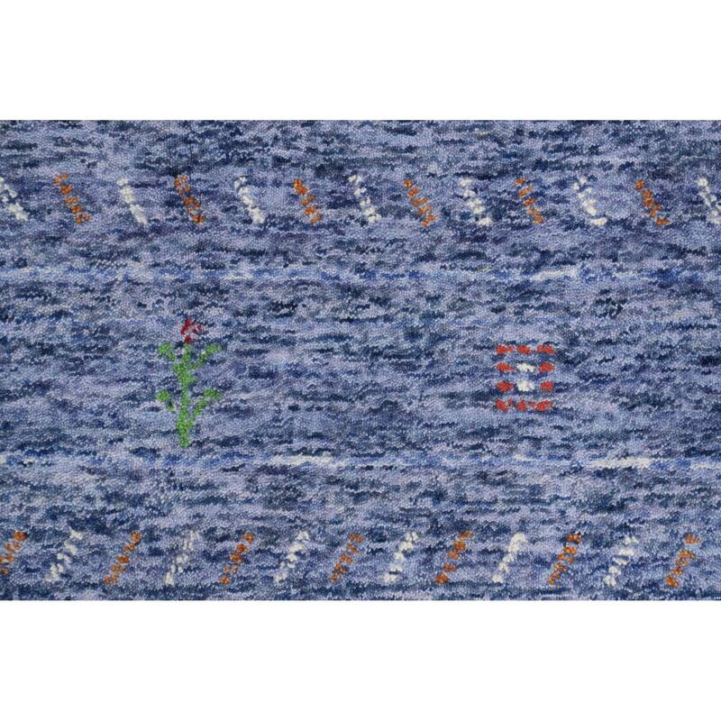 Hand Knotted Oriental 100% Wool Carpet Tribal Animal Pictorial Navy Blue & Blues Gabbeh Area Rug - 12' 0'' X 12' 3''
