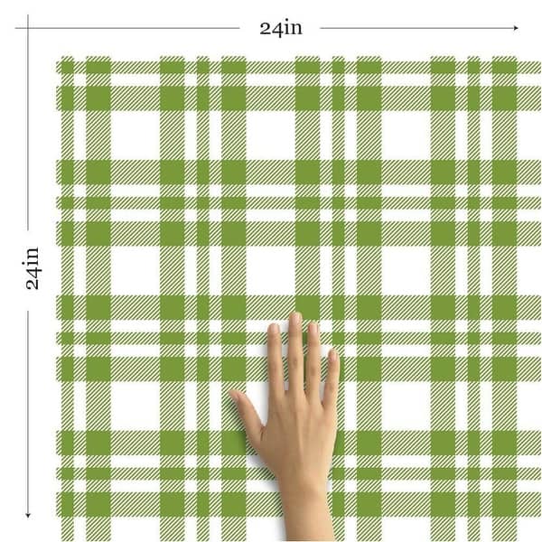 Green Plaid Peel and Stick Removable Wallpaper 6319 - Bed Bath & Beyond