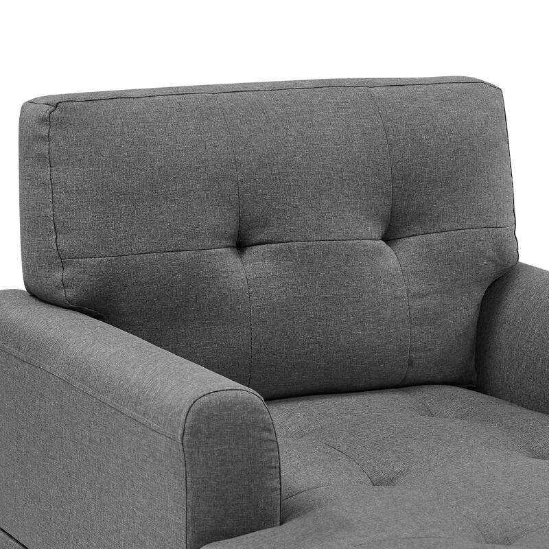 34" Wide Gray Polyester Chaise Lounge