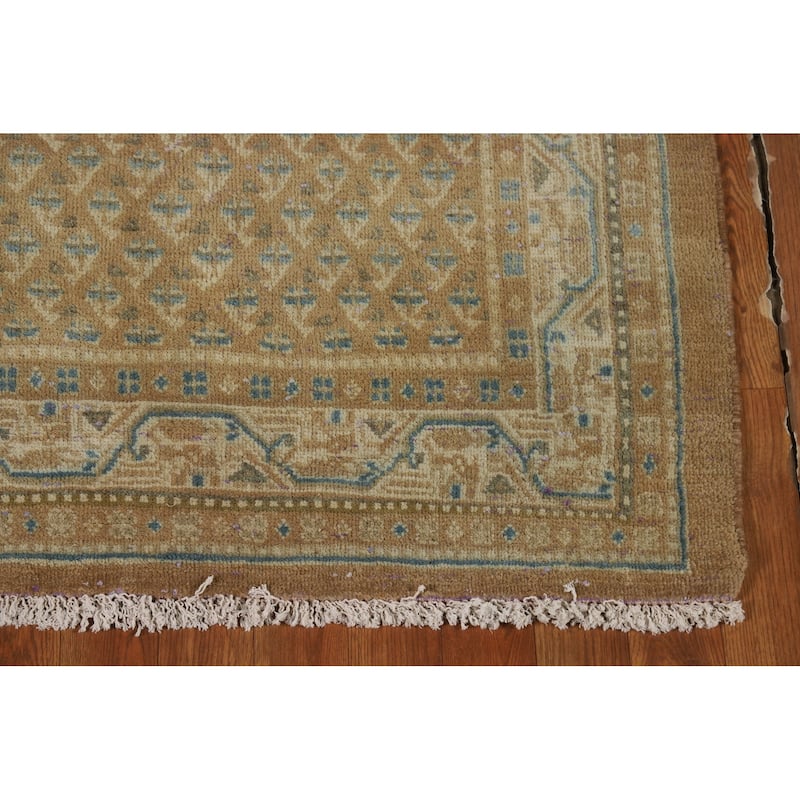 Brown Rust Botemir Persian Vintage Runner Rug Hand-Knotted Wool Carpet - 3'5"x 9'11"