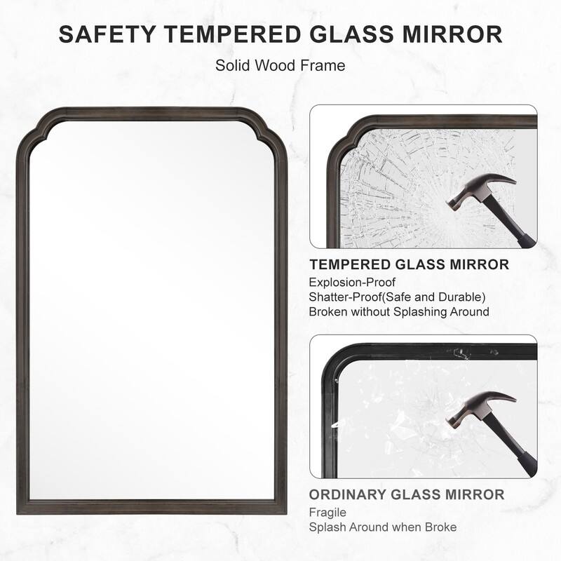 Top Corner Scalloped Rectangle Decorative Farmhouse Wall Mirror