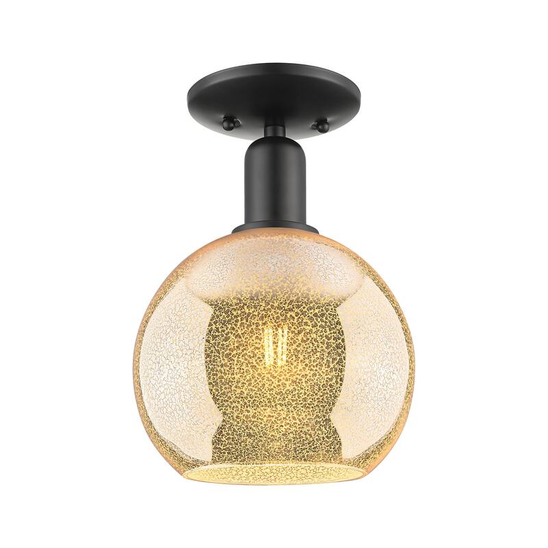 Innovations Lighting Endless Possibilities Arcadia - Athens - 1 Light 8" Semi-Flush Mount - Mercury/Matte Black