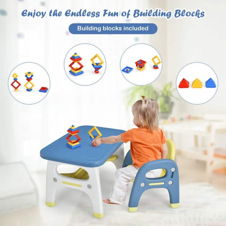 Kids Activity Table and Chair Set with Montessori Toys for Preschool and Kindergarten - 31" x 19.5" x 19.5"