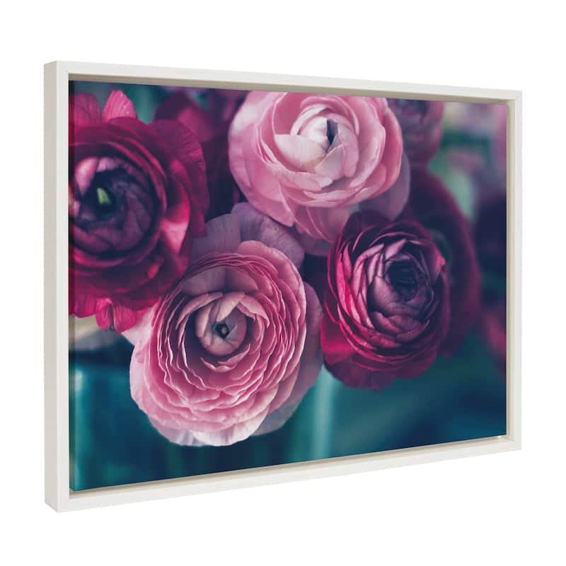 Sylvie Pink Flower Bouquet Framed Canvas Wall Art, Gold 18 x 24