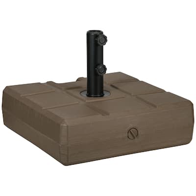 88 lbs. Fillable Patio Umbrella Base with Steel Umbrella Holder for 1.25 in., 1.5 in. or 2 in. Umbrella Poles, Brown
