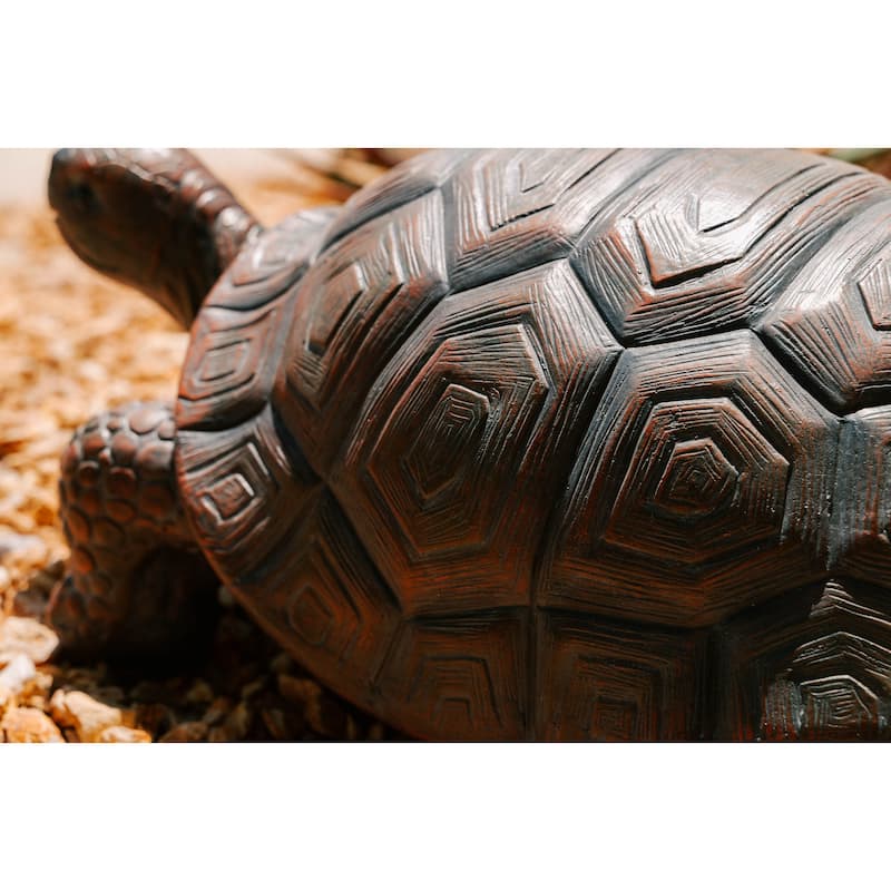XBrand Brown and Black Concrete/MgO Walking Turtle Statue, Indoor or Outdoor Décor, Garden Décor, Turtle Statuary