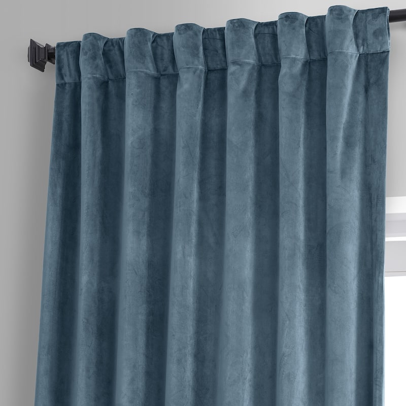 Exclusive Fabrics Signature Plush Velvet Hotel Blackout Curtains (1 Panel) - Luxury Soft Drapery for Light Control & Elegance