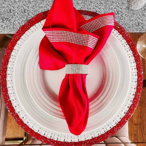 Sparkles Home Rhinestone Elastic Napkin Ring (Set of 4) - Silver