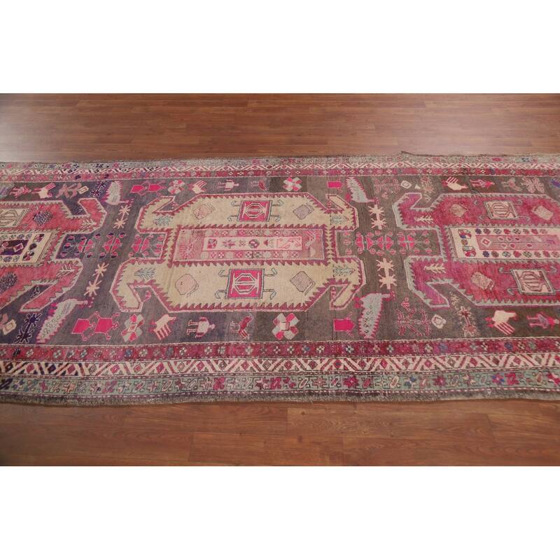 Meshkin Persian Vintage Runner Rug Hand-knotted Wool Carpet - 4'4" x 10'3"