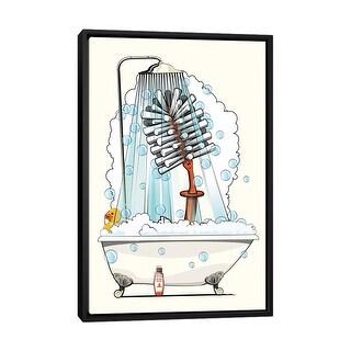 iCanvas "Bathroom Toilet Brush In The Shower" by WyattDesign Framed ...