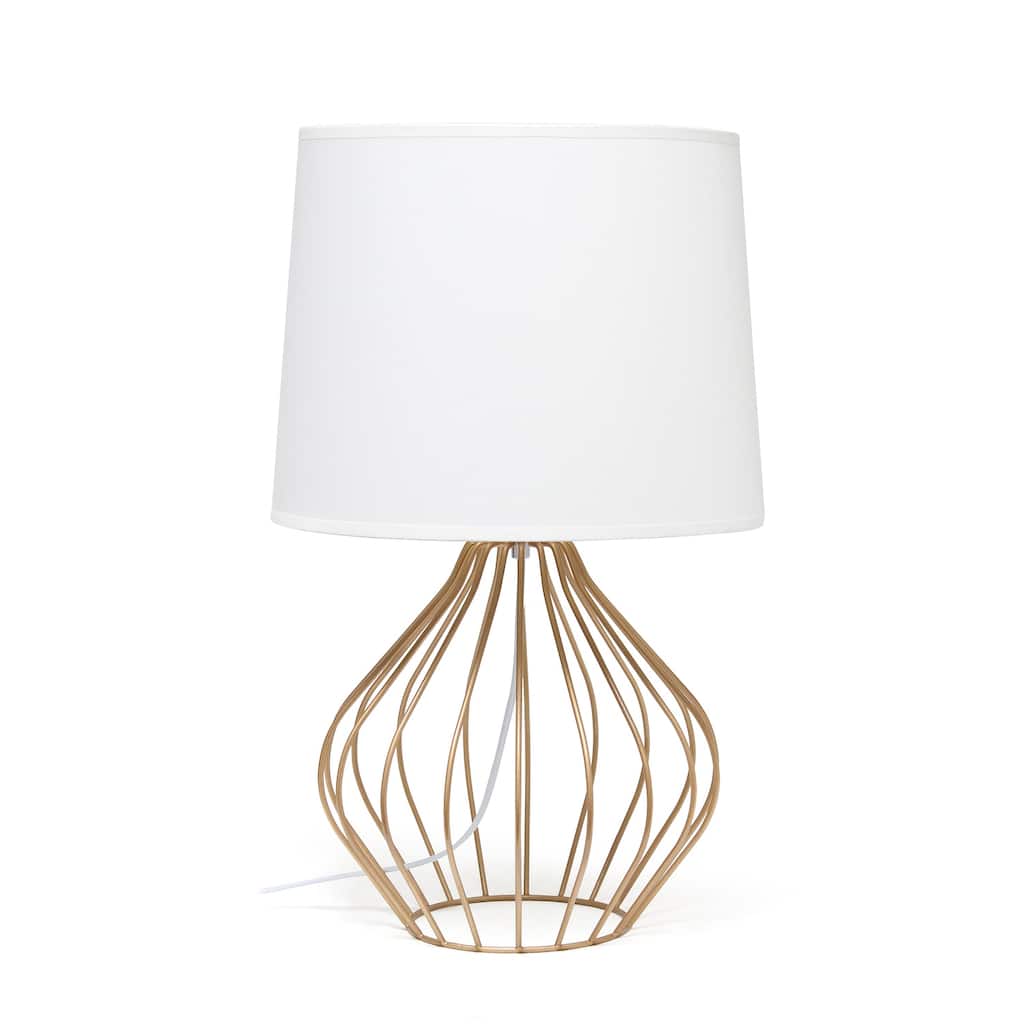 19.75 in. Copper Finish Table Lamp with White Shade, Sturdy Table Lamp for Living Rooms and Bedrooms