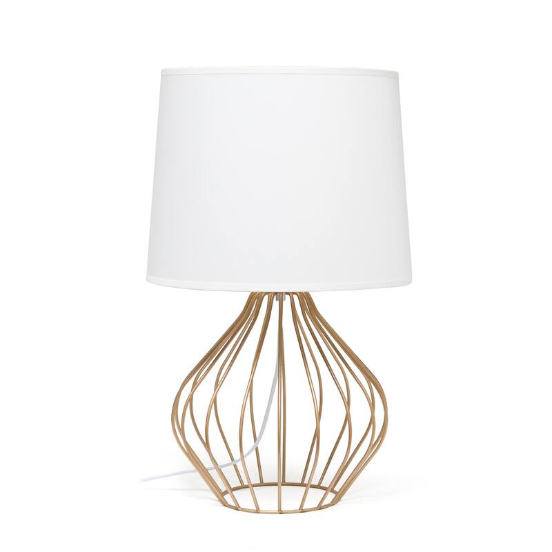 19.75 in. Copper Finish Table Lamp with White Shade, Sturdy Table Lamp for Living Rooms and Bedrooms