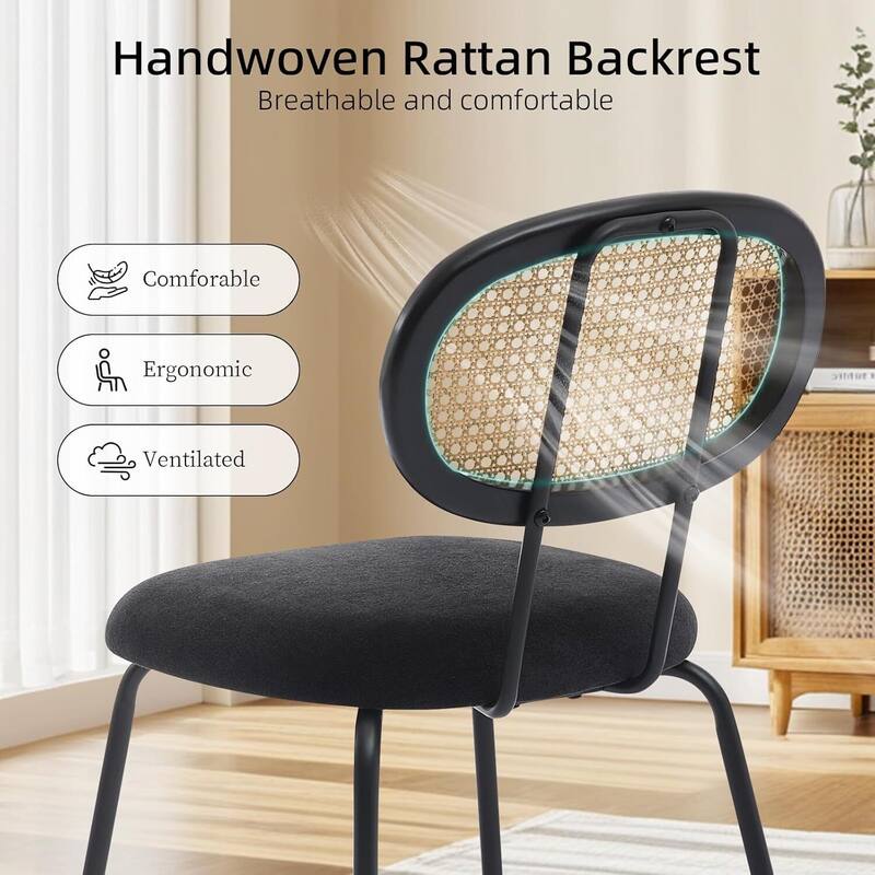 Set of 2 Modern Upholstered Kitchen Metal Dining Chairs for Dining Room