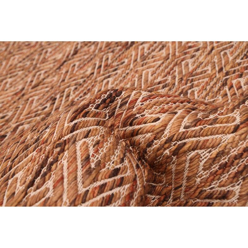 ECARPETGALLERY Braid weave Sienna Brown Wool Rug - 5'0 x 7'7
