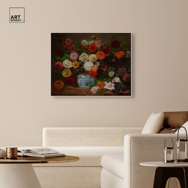 Still Life with Dahlias Canvas by Art Remedy