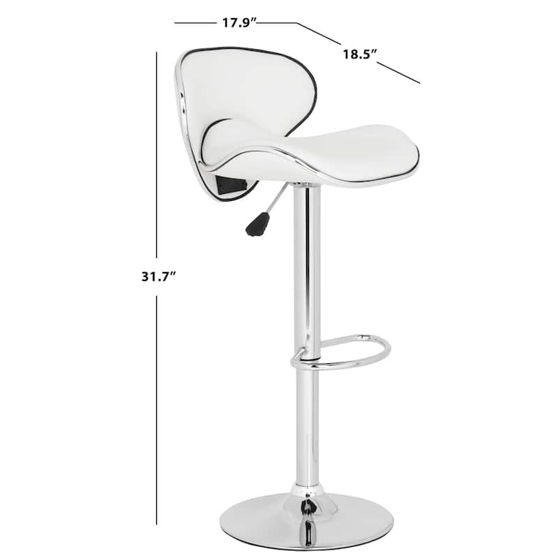 SAFAVIEH Dayle White Adjustable 24-30-inch Swivel Bar Stool - 17.9" x 18.5" x 31.7" - 17Wx19Dx38H
