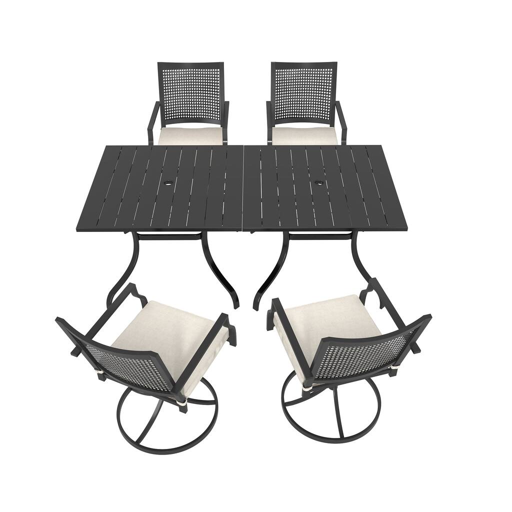 Steel square dining table with chair (set of 6)