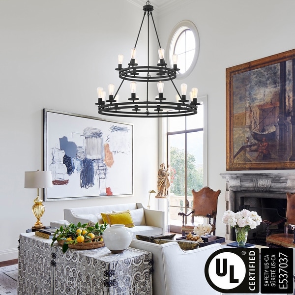 Acroma 2 tier Farmhouse Rustic 18 light Wagon Wheel Chandelier On Sale Bed Bath Beyond 34652749