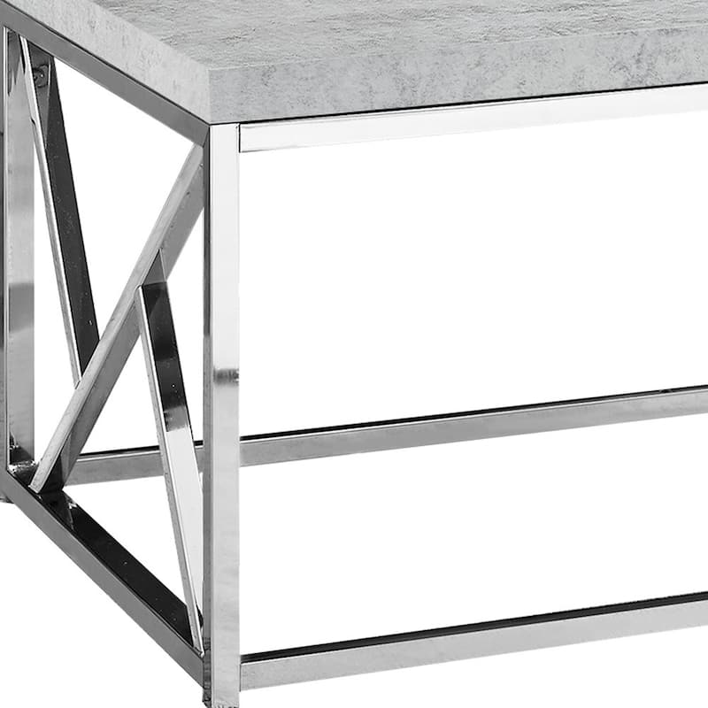 HomeRoots 47" Gray And Silver Cement And Iron Coffee Table