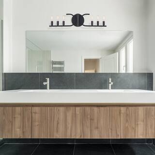 Skye 27.5 in. 6-Light Matte Black Vanity Light for Bathrooms
