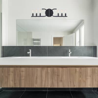 Skye 27.5 in. 6-Light Matte Black Vanity Light for Bathrooms