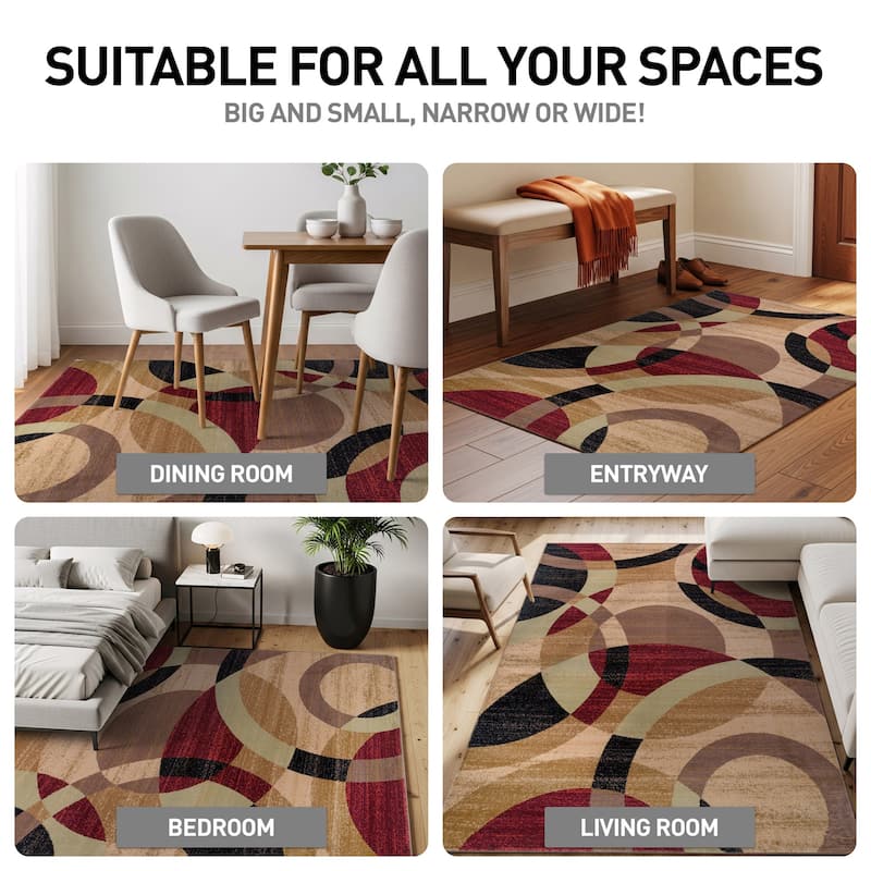World Rug Gallery Geometric Circles Area Rug
