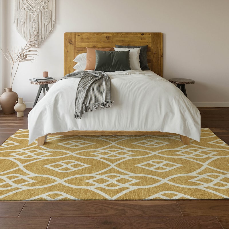 Premium Washable Super Soft Transitional Scroll Mayfield Rug