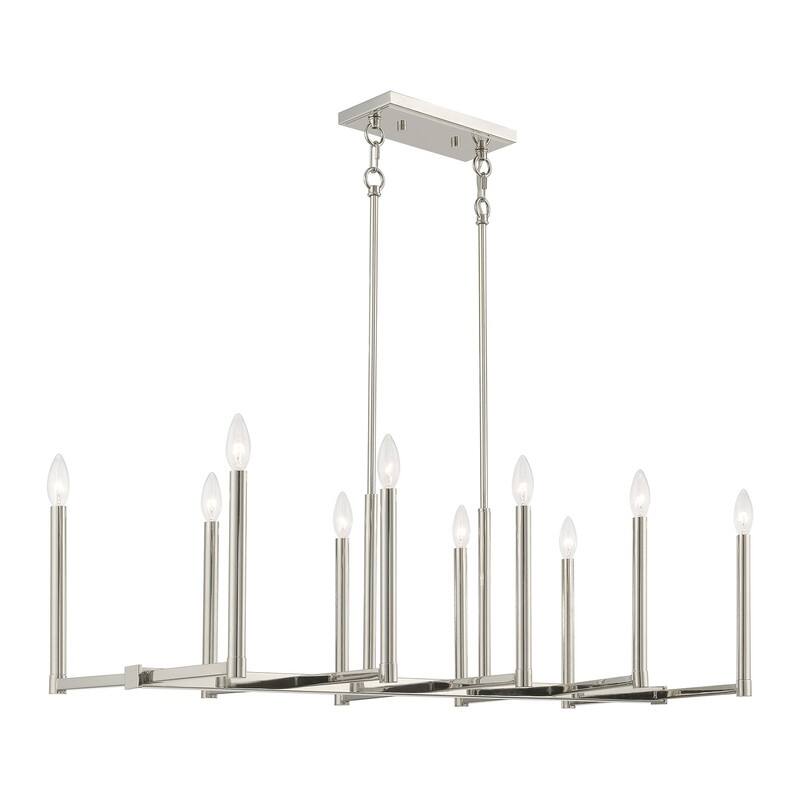 Livex Lighting 10-light Linear Chandelier, 40259-35 - 42.5" L, 15.5" W 18.5" - 48.5" ADJ H