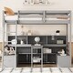 preview thumbnail 1 of 4, Grey Wood Loft Bed Frame with Drawers, Desk and Seat, Twin Size Loft Bed with Underneath All-in-One Cabinet and Shelf for Kids Gray - Twin