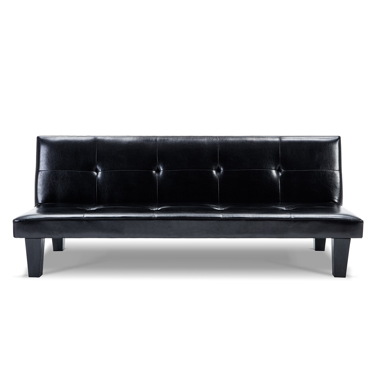 Shop Belleze 69 Leather Faux Fold Down Futon Convertible Sofa Bed Couch W 2 Pillow Black Overstock 16006563
