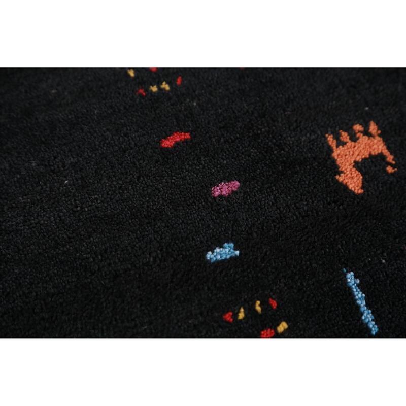 Hand Knotted Oriental 100% Wool Carpet Tribal Tribal Greys & Charcoal Gabbeh Area Rug - 8' 3'' X 8' 2''
