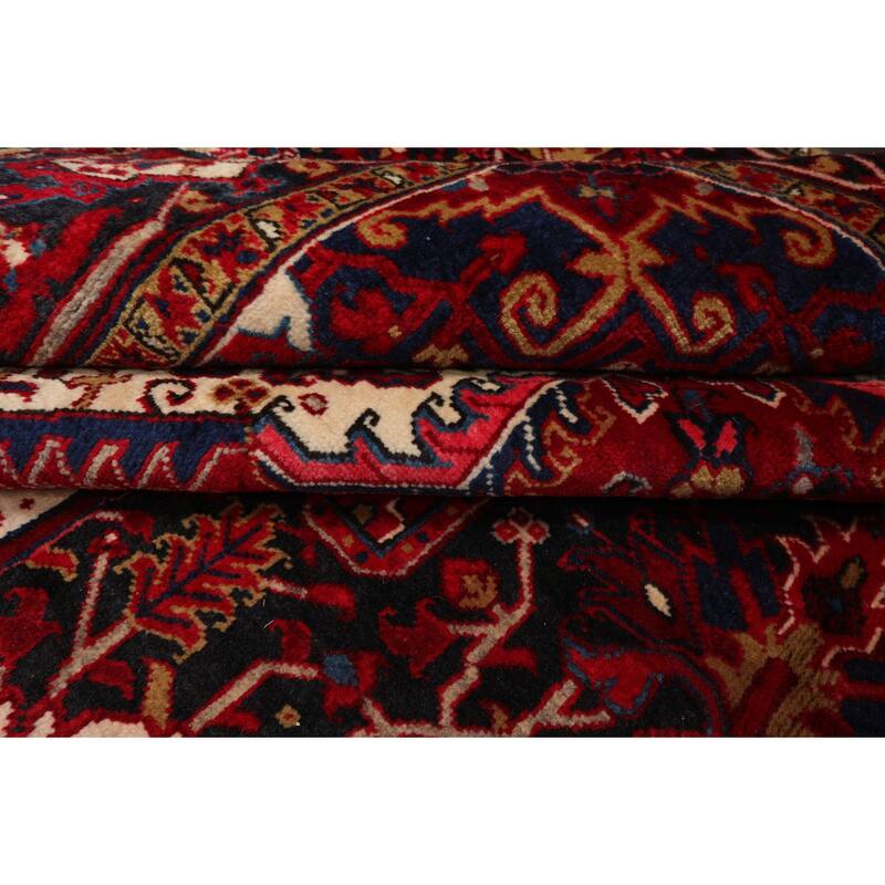 10'2''x13'6'' Hand Knotted Wool Red Heriz Traditional Plush Pile Rug - 10' 2'' x 13' 6''