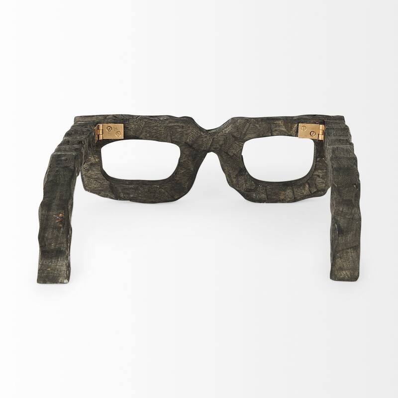 Eugene Rustic Brown Wooden Eyeglass Sculpture - 14"W x 13"D x 5"H