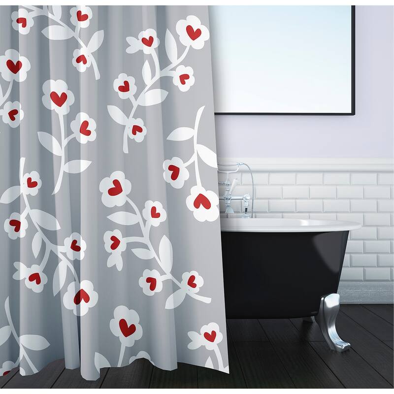 Valentines Floral Holiday Floral Print Shower Curtain