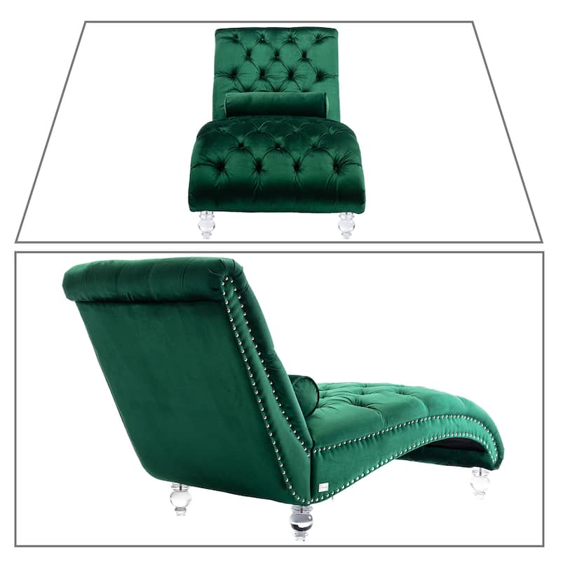 Elegant Stylish Velvet Upholstered Leisure Lounge Chair with Transparent Acrylic Legs