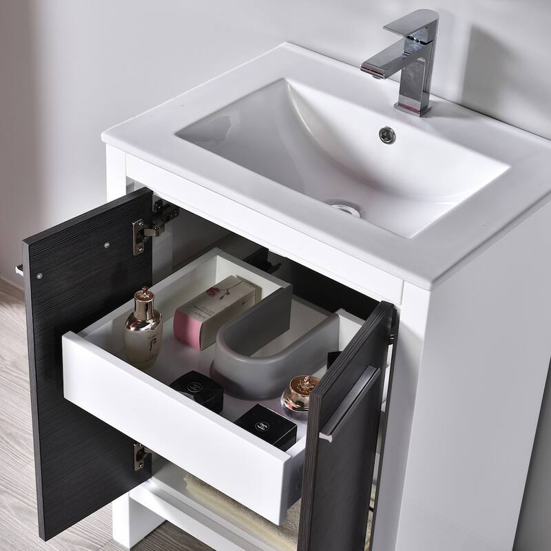 Solid Wood Bathroom Vanity with Mirror Medicine Cabinet