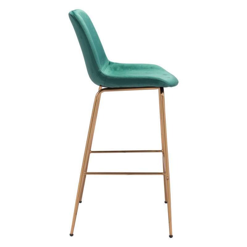 31" Modern Non-Swivel Velvet Bar Chair with Steel Frame and Low Back Bucket Seat Footrest - 20.9”W x 22.2”D x 43.1”H
