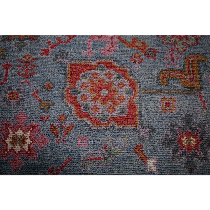 Light Blue Oushak Indian Area Rug Handmade Wool Carpet - 8'2"x 9'11"