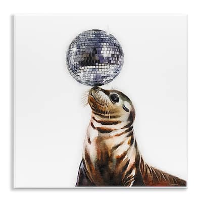 Stupell Seal Balancing Disco Ball Wall Plaque Art Design By Amanda Greenwood