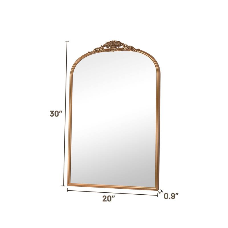 Keonjinn Art Decorative Accent Arched Wall Mirrors, Relief Frame, Antique Black/Gold