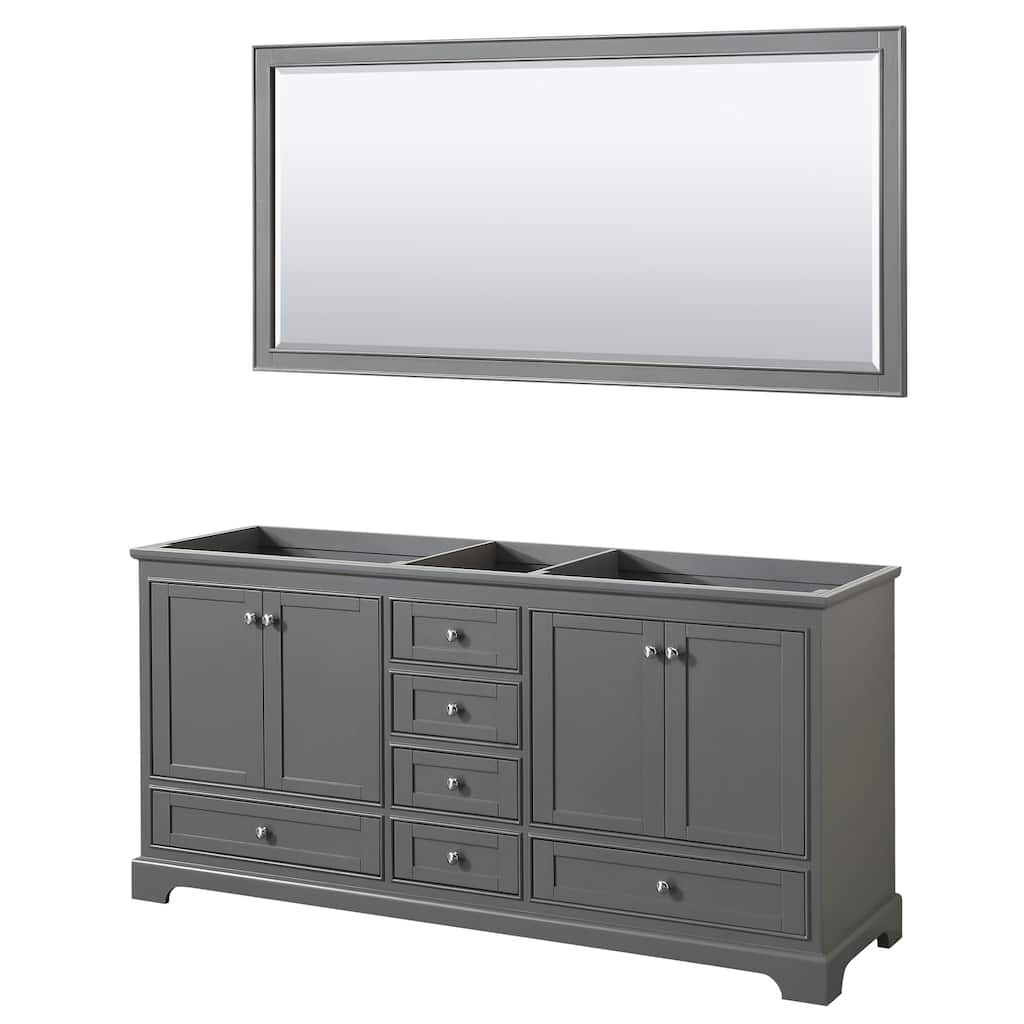 Deborah 72-inch Dark Gray Double Vanity Cabinet, 70-inch Mirror