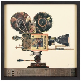 "Antique Film Projector" Alex Zeng's dimensional collage, under glass & a black shadow box frame